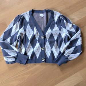 SO brand cardigan. Argyle pattern. Size L